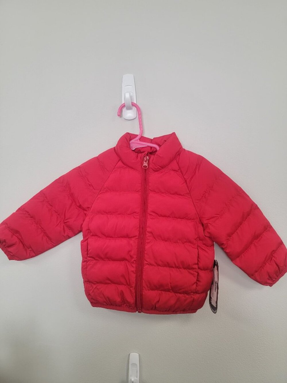 Wonder Nation Baby Puffer Jacket 12M Red Lightweight Packable Quilted Coat With